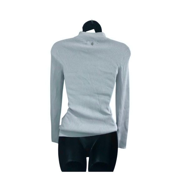 Guess Mia‎ blue heart shaped rhinestone cz trim front cutout mockneck sweater - Picture 11 of 11